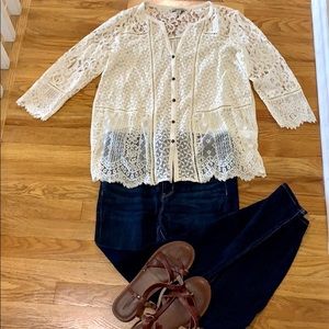 Lucky Brand white lace long sleeve top